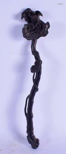 AN EARLY 20TH CENTURY CHINESE CARVED HARDWOOD RUI SCEPTRE La...