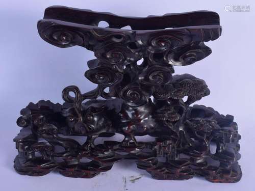 A VERY RARE 19TH CENTURY CHINESE CARVED HARDWOOD DISPLAY STA...