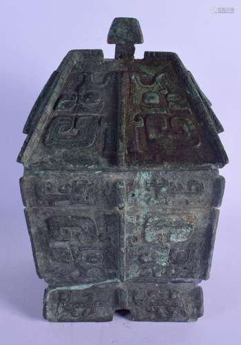 A LARGE CHINESE BRONZE CENSER AND COVER 20th Century, decora...