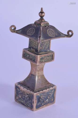 AN EARLY 20TH CENTURY JAPANESE MEIJI PERIOD SILVER PAGODA CO...