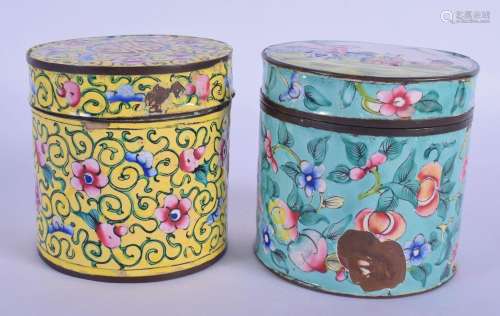 TWO LATE 19TH CENTURY CHINESE CANTON ENAMEL BOXES AND COVERS...