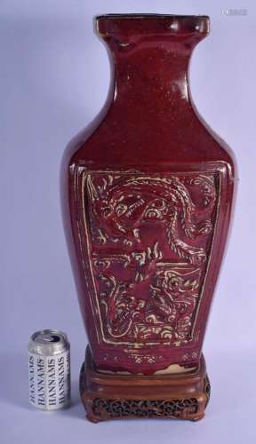 A LARGE EARLY 20TH CENTURY CHINES RED GLAZED POTTERY VASE La...