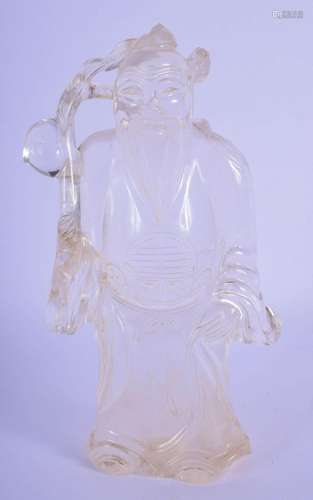 A 19TH CENTURY CHINESE CARVED ROCK CRYSTAL FIGURE OF AN IMMO...