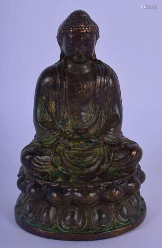 A CHINESE BRONZE BUDDHA 20th Century. 9 cm x 6 cm.