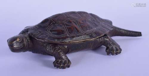 A RARE 19TH CENTURY JAPANESE MEIJI PERIOD BRONZE TORTOISE BO...