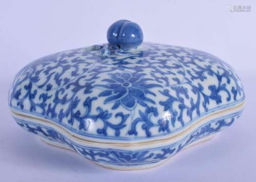 AN 18TH/19TH CENTURY CHINESE BLUE AND WHITE BOX AND COVER La...