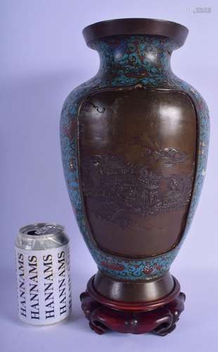 A 19TH CENTURY JAPANESE MEIJI PERIOD CHAMPLEVE ENAMEL BRONZE...