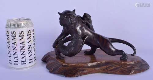 A 19TH CENTURY JAPANESE MEIJI PERIOD BRONZE FIGURE OF A TIGE...