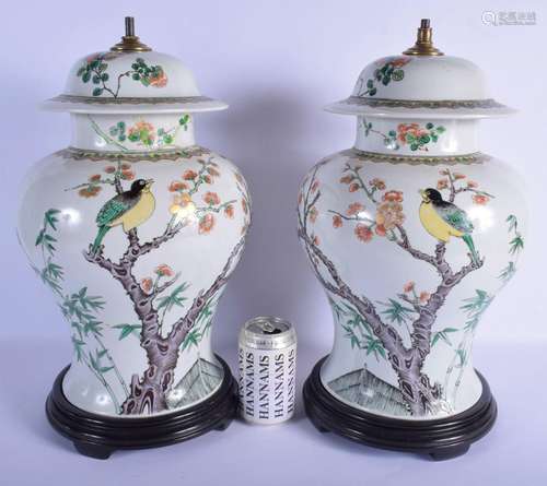 A LARGE PAIR OF 19TH CENTURY CHINESE FAMILLE VERTE PORCELAIN...