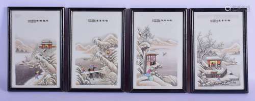 FOUR CHINESE REPUBLICAN PERIOD PORCELAIN LANDSCAPE PLAQUES p...