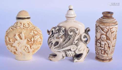 AN EARLY 20TH CENTURY CHINESE CARVED IVORY SNUFF BOTTLE AND ...