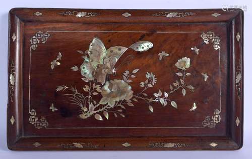 A 19TH CENTURY CHINESE CARVED HONGMU MOTHER OF PEARL INLAID ...