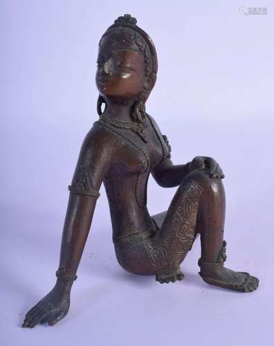 A 19TH CENTURY INDIAN BRONZE FIGURE OF A SEATED FEMALE model...