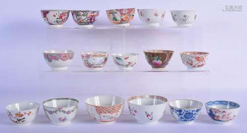 A GROUP OF SIXTEEN 18TH CENTURY CHINESE EXPORT PORCELAIN TEA...