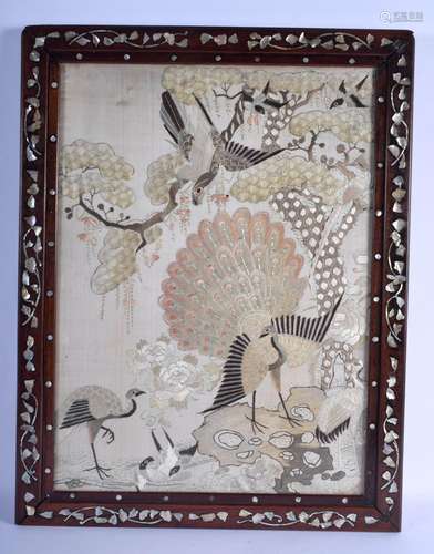 A LATE 19TH CENTURY CHINESE FRAMED SILK WORK HONGMU MOTHER O...