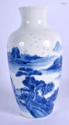 A CHINESE BLUE AND WHITE PORCELAIN VASE 20th Century, bearin...