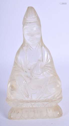 A LATE 19TH CENTURY CHINESE CARVED ROCK CRYSTAL FIGURE OF A ...