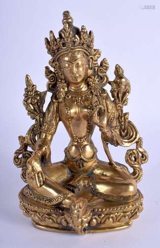 A LATE 19TH CENTURY CHINESE GILT BRONZE FIGURE OF A BUDDHA m...