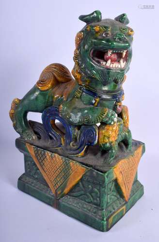 A LATE 19TH CENTURY CHINESE SANCAI GLAZED TERRACOTTA BUDDHIS...