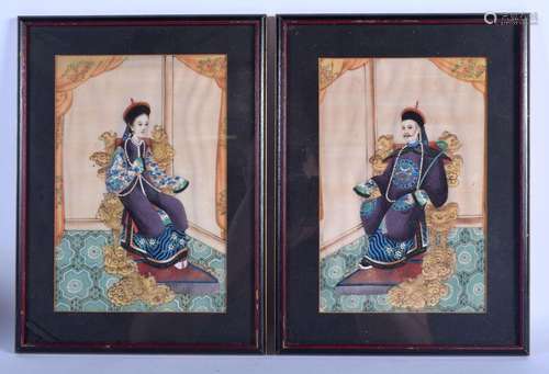 Chinese School (19th Century) Pair, Pith Paper Watercolours....