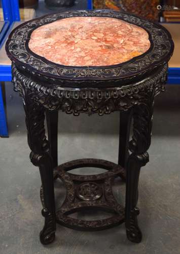 A MID 19TH CENTURY CHINESE MARBLE INSET HARDWOOD STAND Qing,...