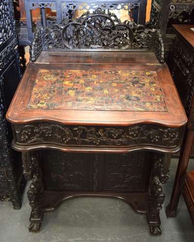 A VERY UNUSUAL 19TH CENTURY CHINESE HARDWOOD DAVENPORT Qing,...