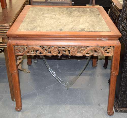 A LATE 19TH CENTURY CHINESE HARDWOOD AND MARBLE TABLE Qing, ...