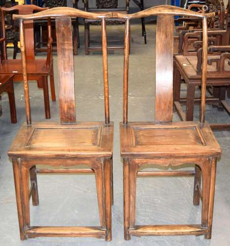 A PAIR OF EARLY 20TH CENTURY CHINESE SOFTWOOD ARM CHAIRS Lat...