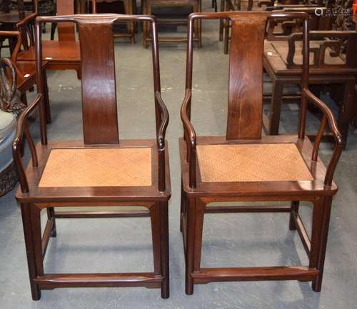 A PAIR OF CHINESE REPUBLICAN PERIOD HARDWOOD CHAIRS. 85 cm x...