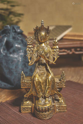 清 銅鎏金彌勒造像
