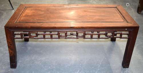 A SMALL 19TH CENTURY CHINESE CARVED HARDWOOD RECTANGULAR TAB...