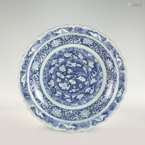 YUAN BLUE AND WHITE PLATE