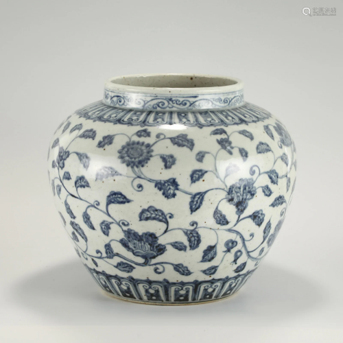 MING BLUE AND WHITE JAR