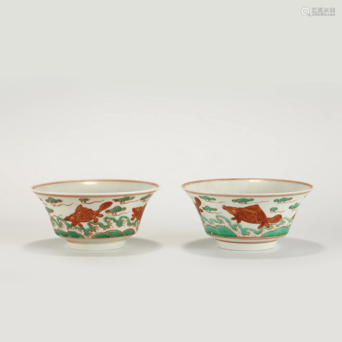QING RED AND GREEN GLAZED FISH BOWL