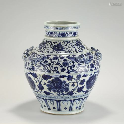 YUAN BLUE AND WHITE BIG JAR