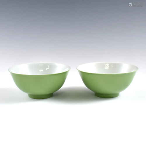 Qing famille verte monochrome bowls