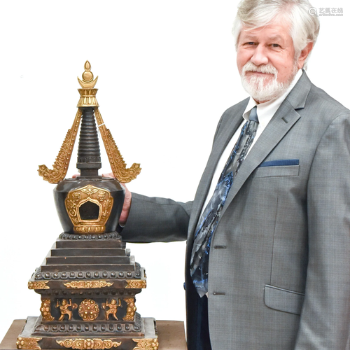 GILT BRONZE STUPA BUDDHA HOUSE