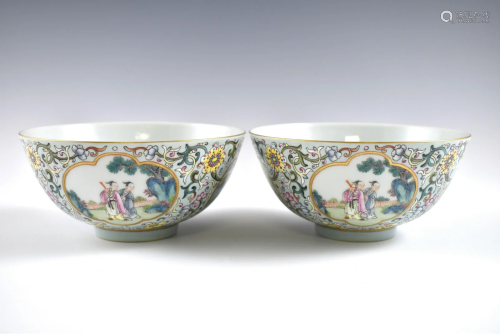PR. Qianlong open face figurine landscape bowls