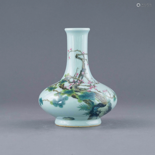 QIANLONG FAMILLE ROSE PRUNUS REWARD VASE