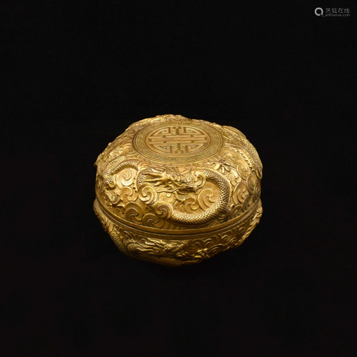 QIANLONG GILT BRONZE LIDDED BOX