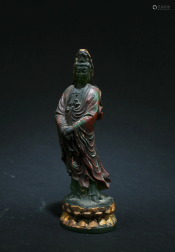 A Peking Glass Bodhisattva Statue