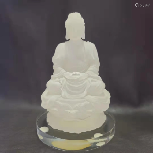 A Frosted Crystal Seated Buddha Statue