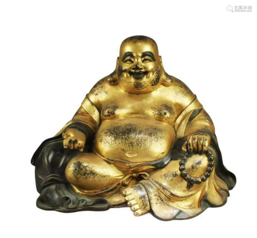 Chinese Gilt Bronze Smiling Buddha Statue