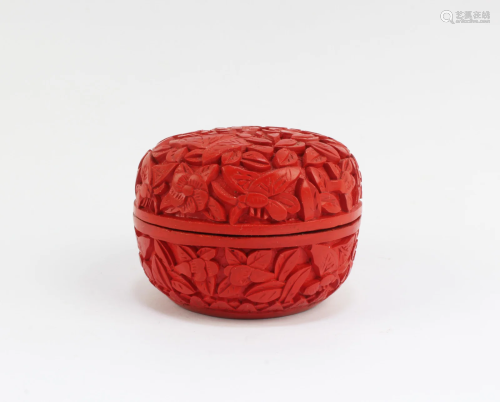 A Carved Cinnabar Lacquer Round Box
