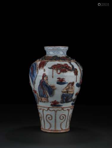 Blue-and-white Underglaze Red Pot