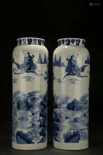 A Pair of Blue-and-white Vases