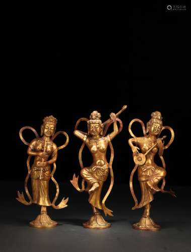 A Set of Gilt Copper Ornaments of Buddha （Imperfect bottom）