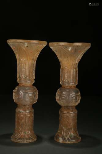 A Pair of Crystal Vases