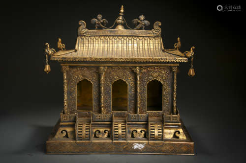 Gilt Silver Palace-shaped Niche for Buddha