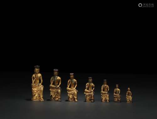 A Set of Gilt Copper Ornaments of Buddha